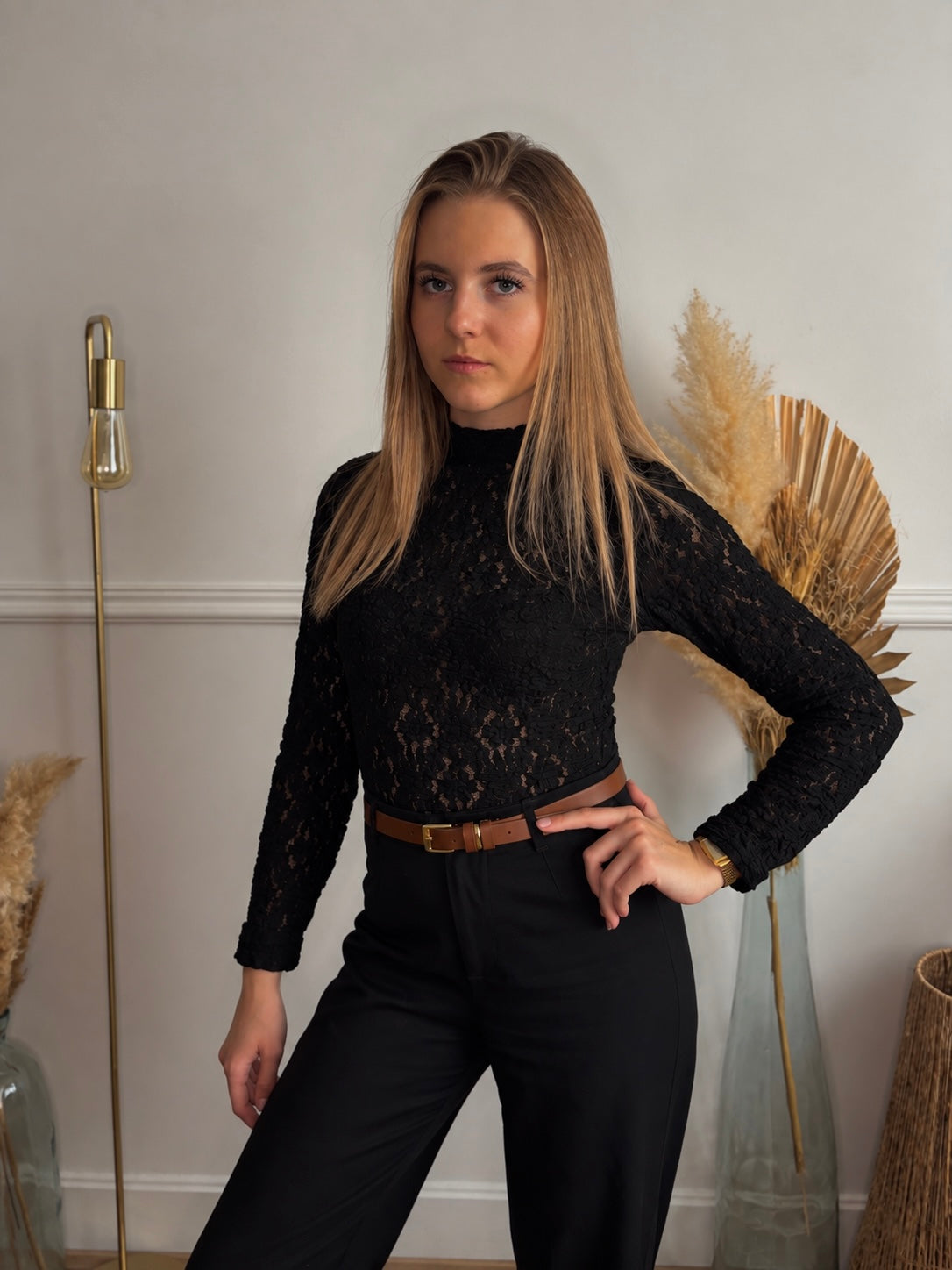 Body noir dentelles