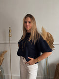 Pull manches courtes bleu marine
