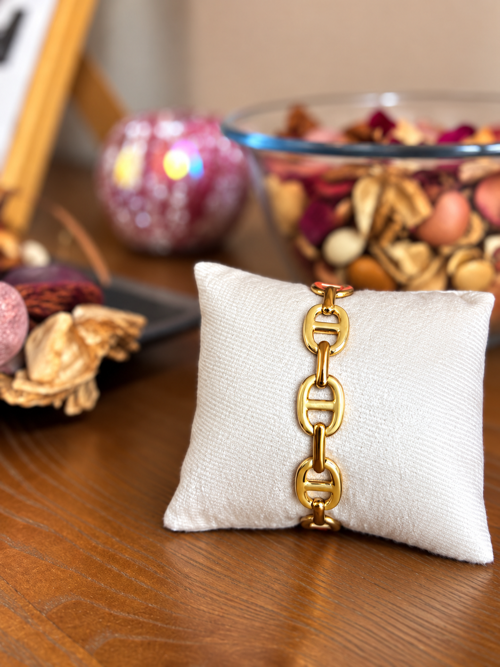 Bracelet Jonc Maille Marine Émaillé Jaune