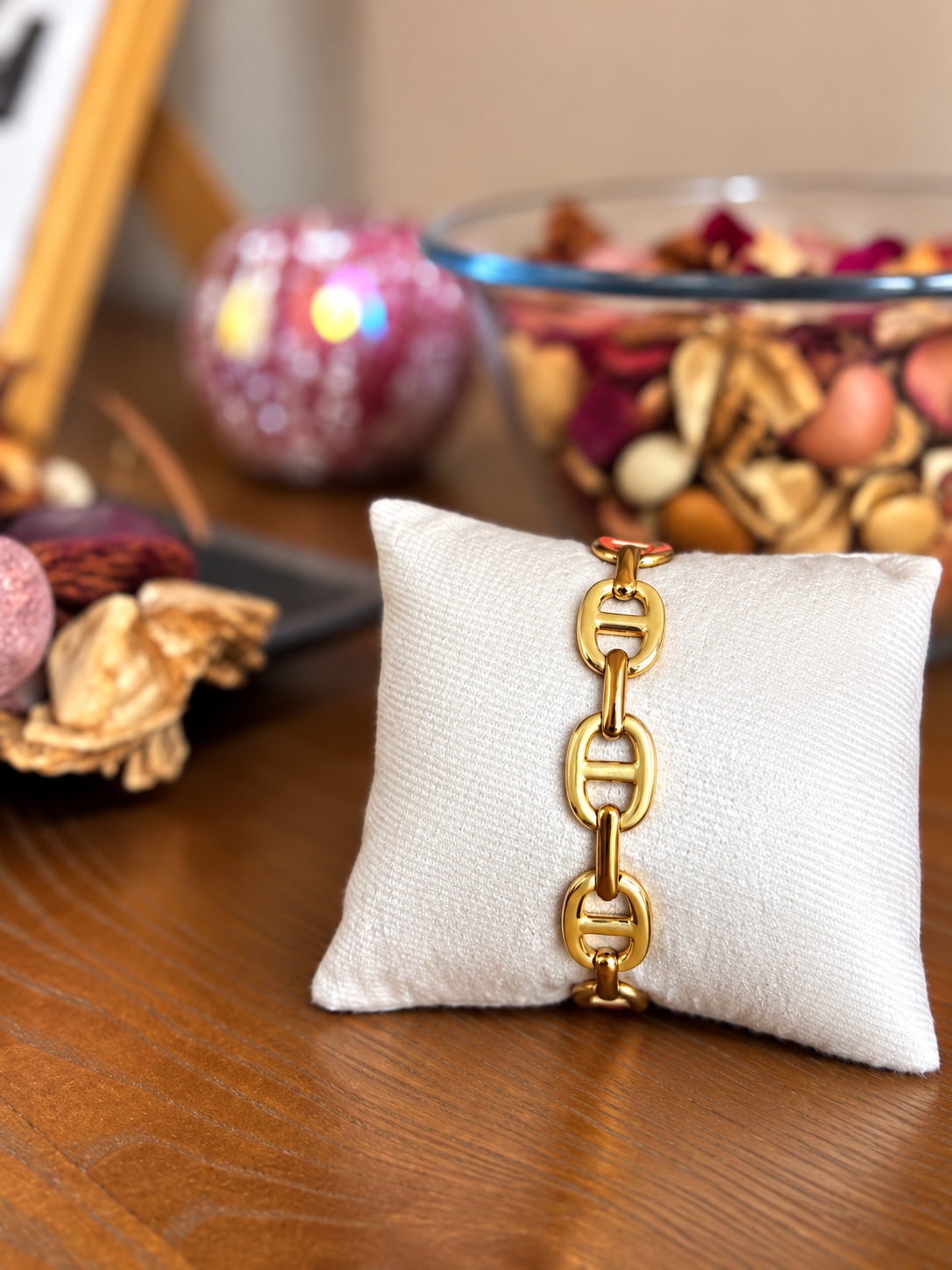 Bracelet Jonc Maille Marine Émaillé Jaune