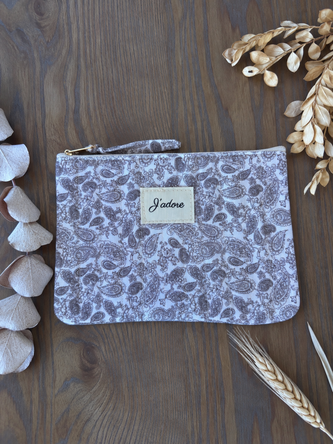 Pochette j'adore marron