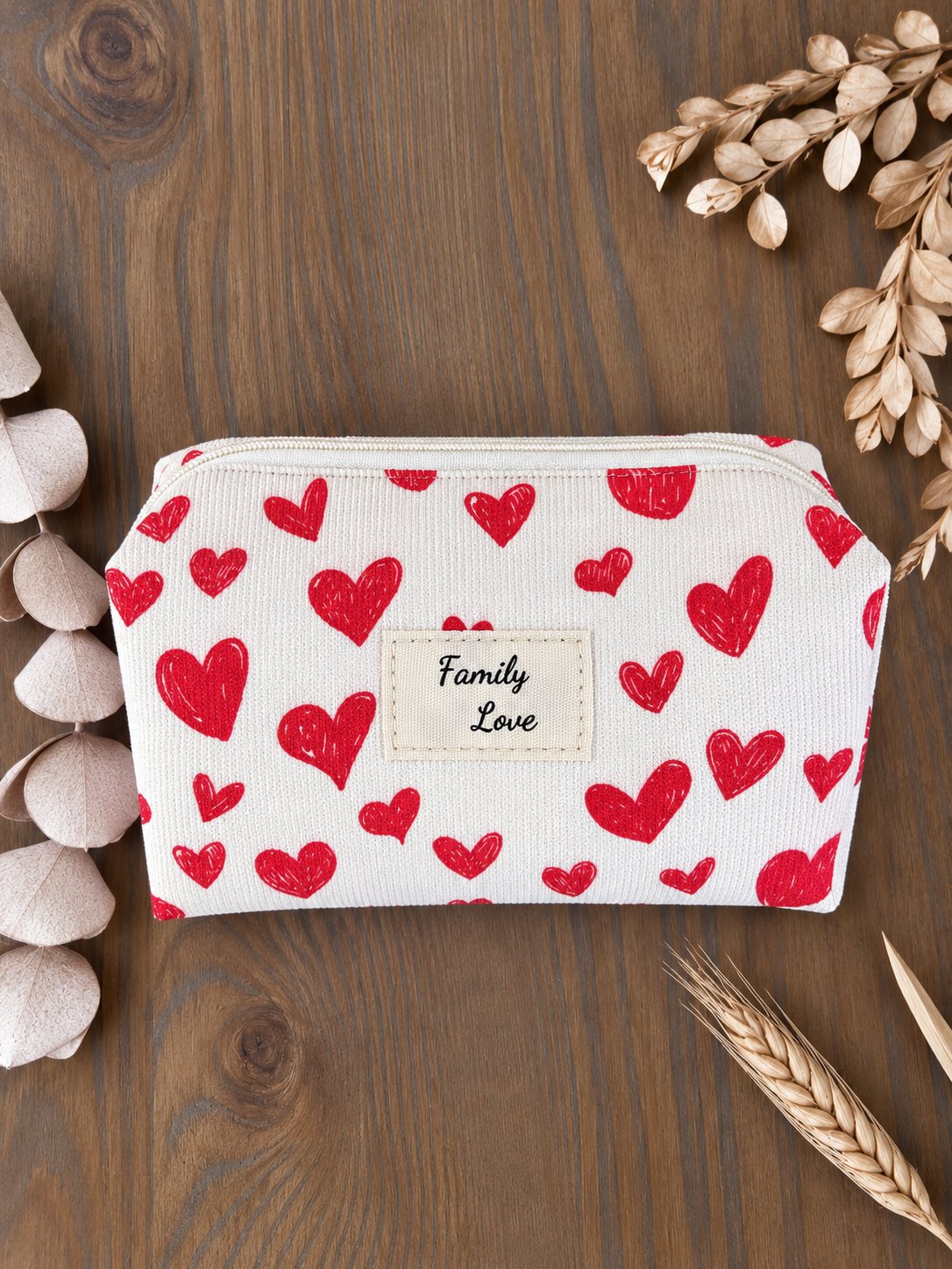 Pochette trousse coeur rouge