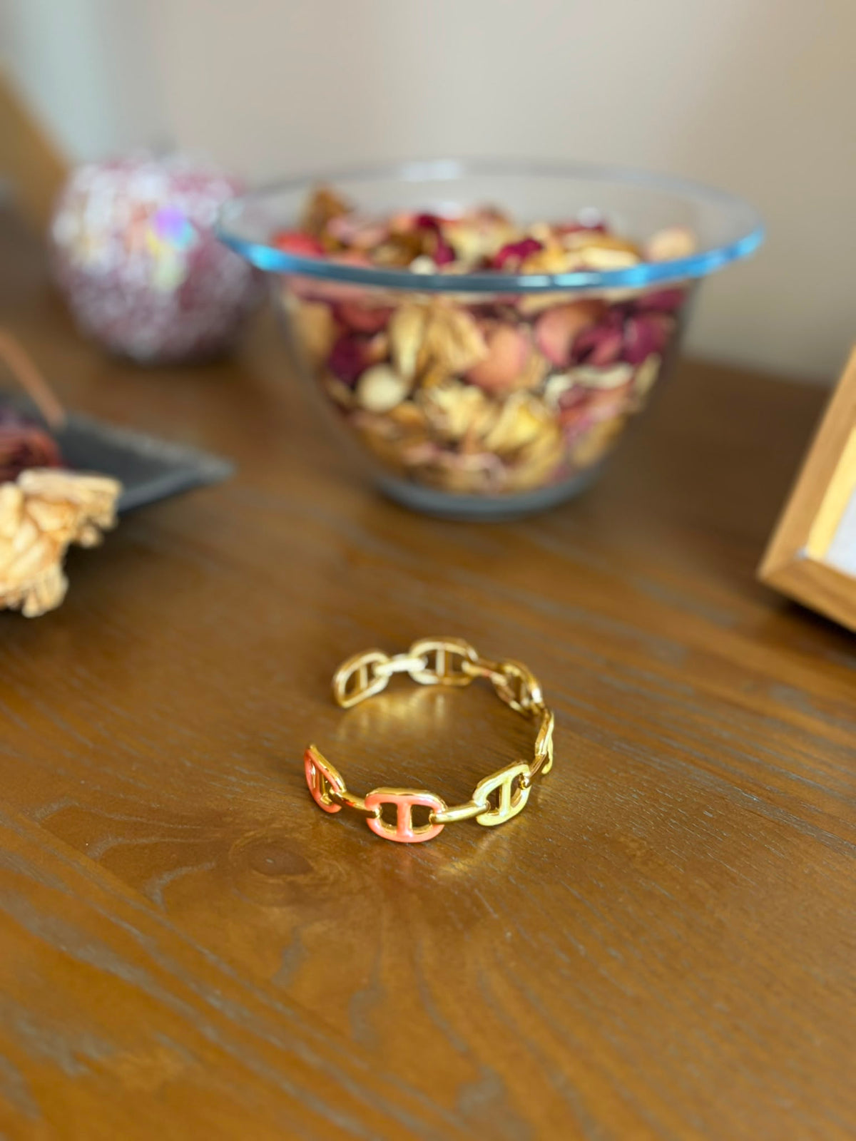 Bracelet Jonc Maille Marine Émaillé Jaune